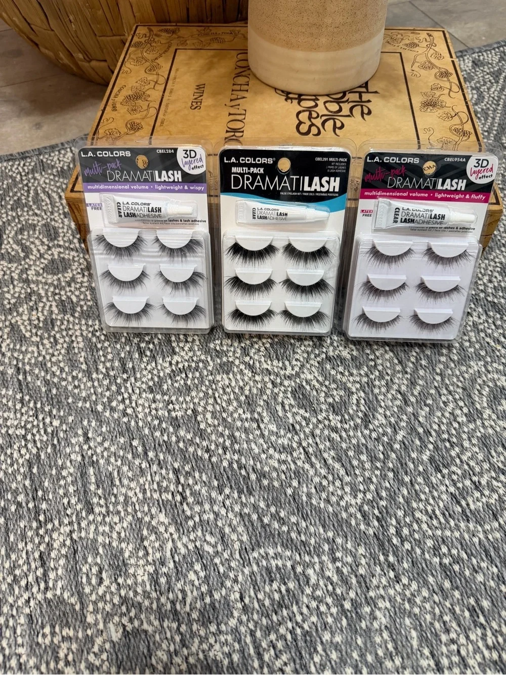 New Fake Eyelashes Bundle- L.A. Colors - 9 Pairs + 3 Lash Adhesives DramatiLash